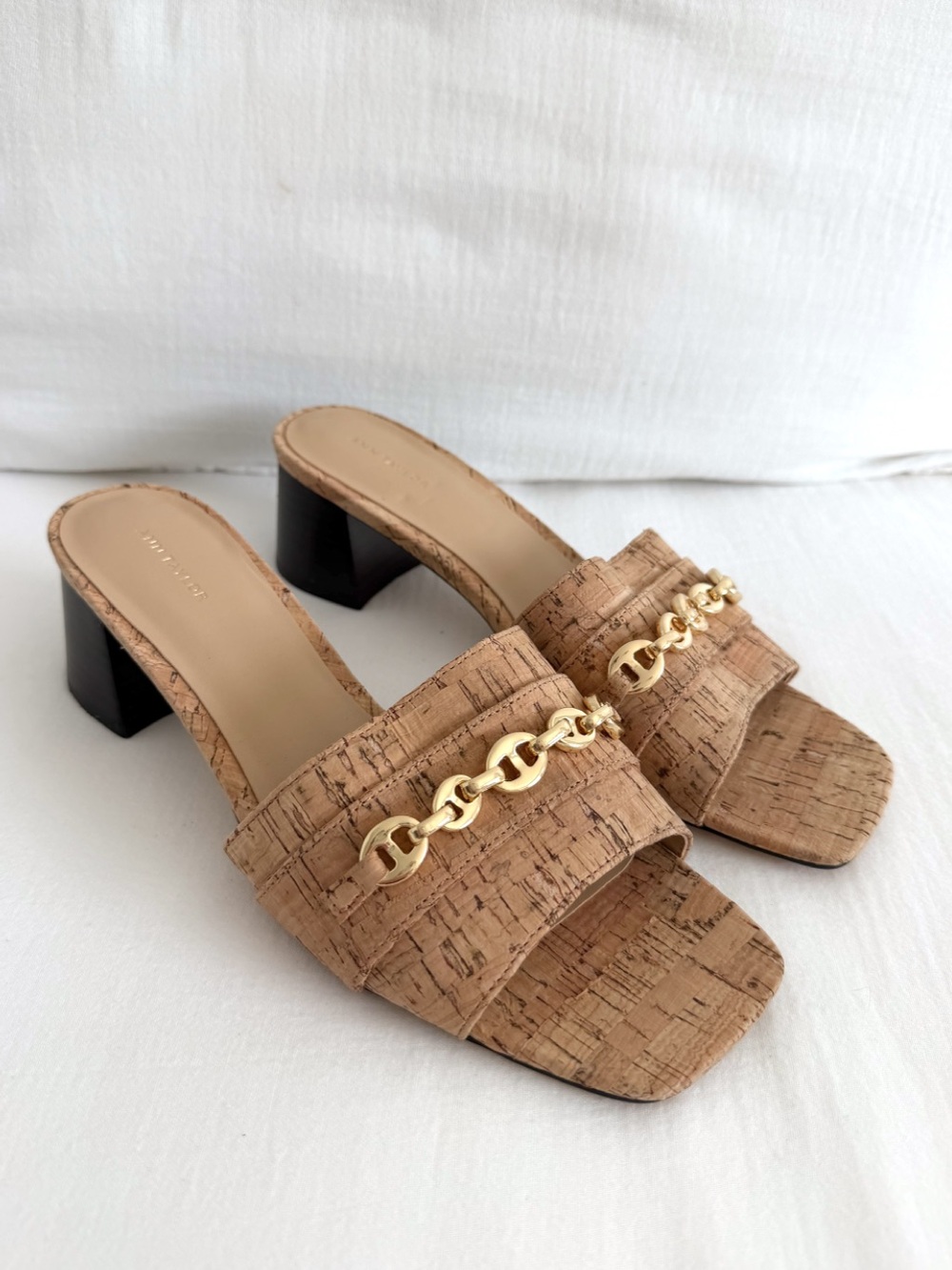 Ann Taylor Cork Kitten Heel Slide Sandals